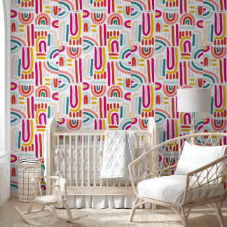 Rainbow Beige Wall Wallpaper – Soft & Modern Kids  壁紙