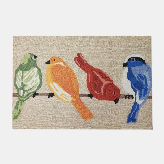 Rainbow Bird Doormat|鳥の書式ギフト ドアマット (正面)