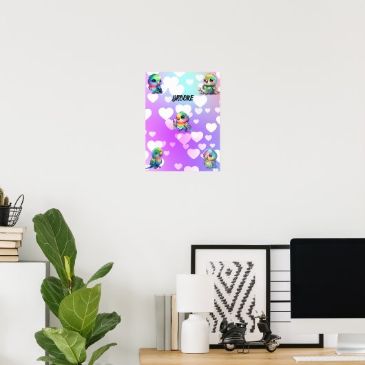 Rainbow Bird's & Hearts Personalized Poster ポスター (ホームオフィス)