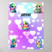 Rainbow Bird's & Hearts Personalized Poster ポスター (正面)