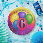 Rainbow Birthday Balloon Confetti Party ペーパープレート (パーティー)