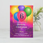 Rainbow Birthday Balloon Confetti Party 招待状 (スタンド正面)