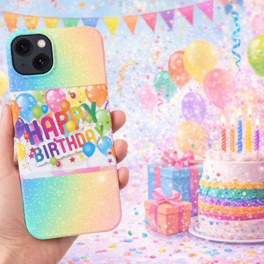 Rainbow Birthday Balloon Phone Case iPhoneケース