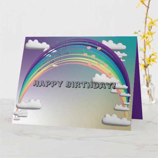Rainbow Birthday Card カード (黄色い花)