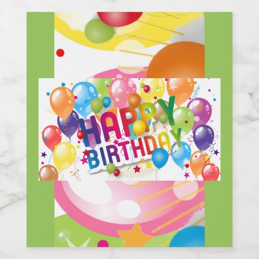 Rainbow Birthday Food and Beverage Label Set ワインラベル