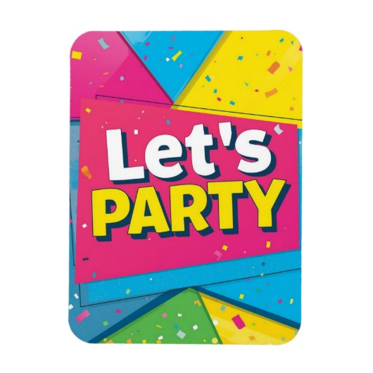 Rainbow Birthday Party Invitation Colorful Confett マグネット (縦)