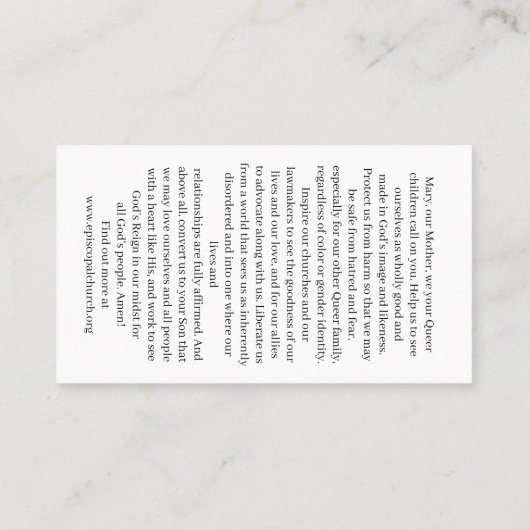 Rainbow Black Madonna Holy Card 名刺 (裏面)