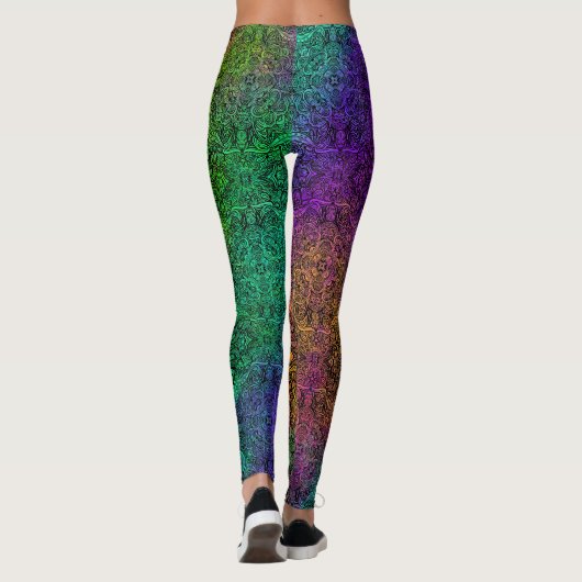 Rainbow & Black Medallion Leggings レギンス (裏面)