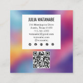 Rainbow Blur Minimalist Modern QRCode Social Media スクエア名刺 (裏面)