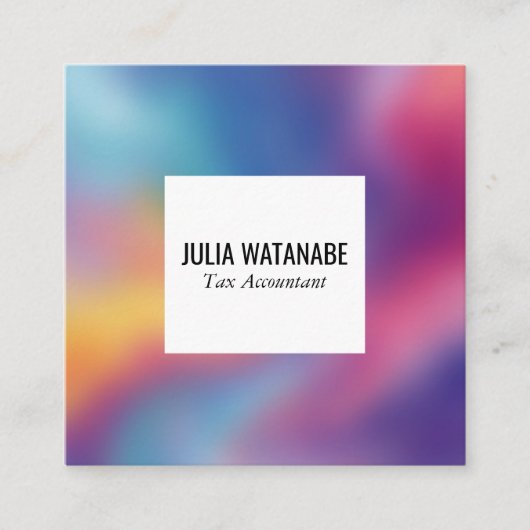 Rainbow Blur Minimalist Modern QRCode Social Media スクエア名刺 (正面)