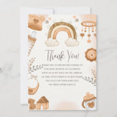 Rainbow Boho Baby Shower Gender Neutral  サンキューカード (正面)
