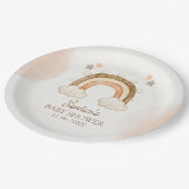 Rainbow Boho Baby Shower Gender Neutral ペーパープレート (アングル)