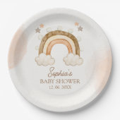 Rainbow Boho Baby Shower Gender Neutral ペーパープレート (正面)