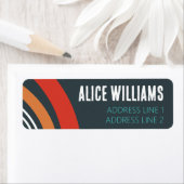 Rainbow boho blue red white line art ラベル (インサイチュ)