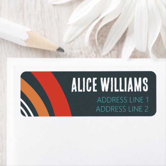 Rainbow boho blue red white line art ラベル (インサイチュ)