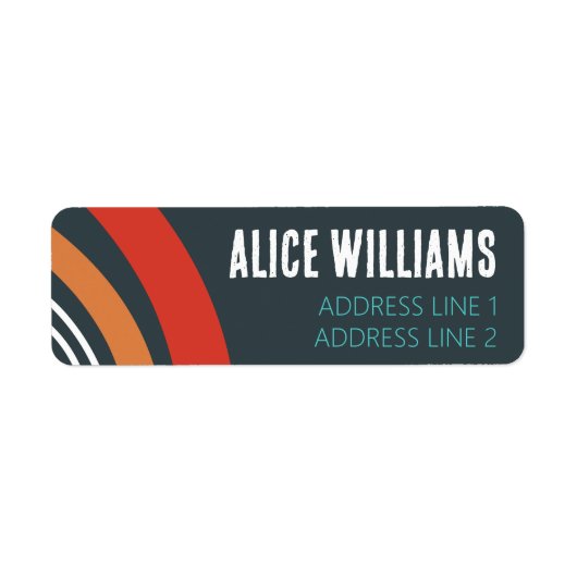 Rainbow boho blue red white line art ラベル (正面)