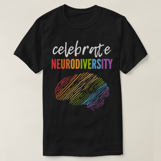 Rainbow Brain Celebrate Neurodiversity Pullover Tシャツ (デザイン正面)