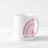 Rainbow Breast Cancer Pink Ribbon Awareness コーヒーマグカップ (正面右)