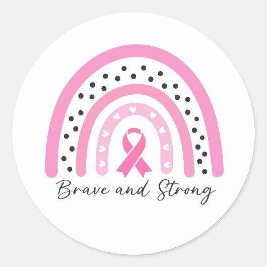 Rainbow Breast Cancer Pink Ribbon Awareness ラウンドシール (正面)