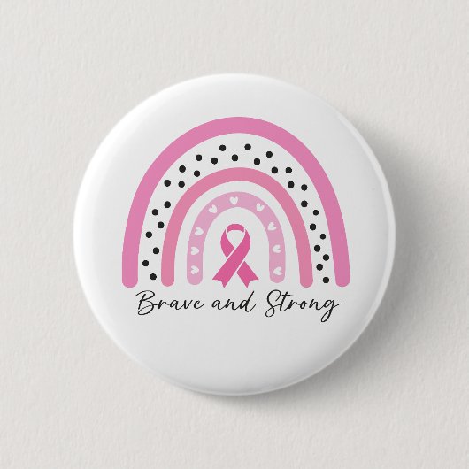 Rainbow Breast Cancer Pink Ribbon Awareness 缶バッジ (正面)