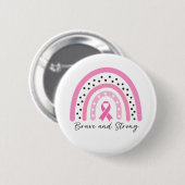 Rainbow Breast Cancer Pink Ribbon Awareness 缶バッジ (正面&裏面)