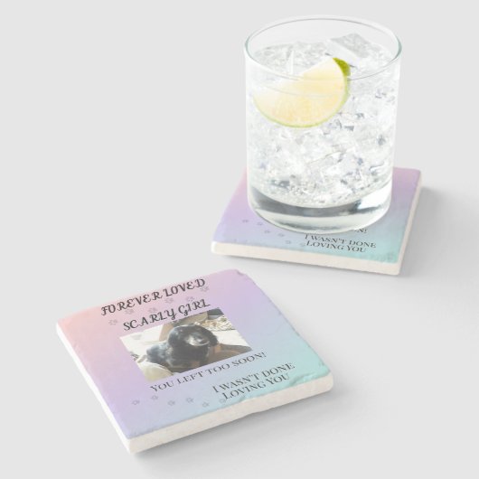 Rainbow Bridge Comfort Pet Memorial Keepsake ストーンコースター (横)