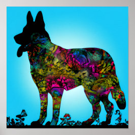 Rainbow Bridge German Shepherd Art Poster ポスター