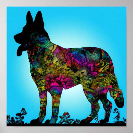 Rainbow Bridge German Shepherd Art Poster ポスター (正面)