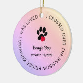 Rainbow Bridge Paw Print Personalized Pet Memorial セラミックオーナメント (左)