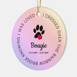 Rainbow Bridge Paw Print Personalized Pet Memorial セラミックオーナメント