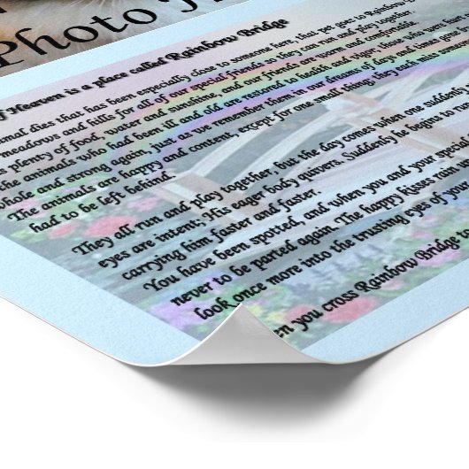 Rainbow Bridge Pet Memorial Blue ポスター (角)