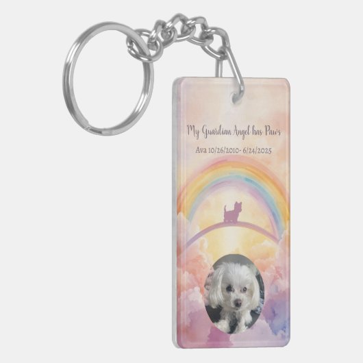 Rainbow Bridge Pet Memorial Keychain – Small Dog キーホルダー (正面左)