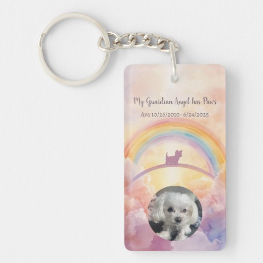 Rainbow Bridge Pet Memorial Keychain – Small Dog キーホルダー (正面)