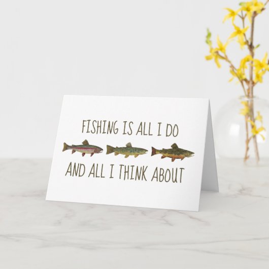 Rainbow Brown Brook Trout Fishing Quote カード (黄色い花)