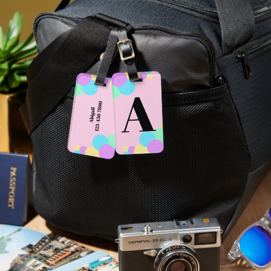 Rainbow Bubble Monogram Luggage Tag  ラゲッジタグ (正面&裏面)