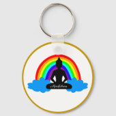Rainbow Buddha & Mindfulness Yoga / meditation キーホルダー (正面)