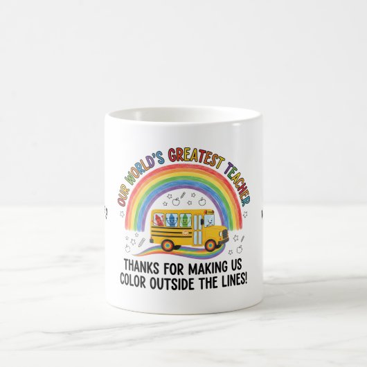 Rainbow Bus Crayons Worlds Greatest Teacher コーヒーマグカップ (中央)