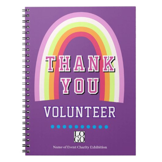 Rainbow Business Volunteer Thank You Purple ノートブック (正面)