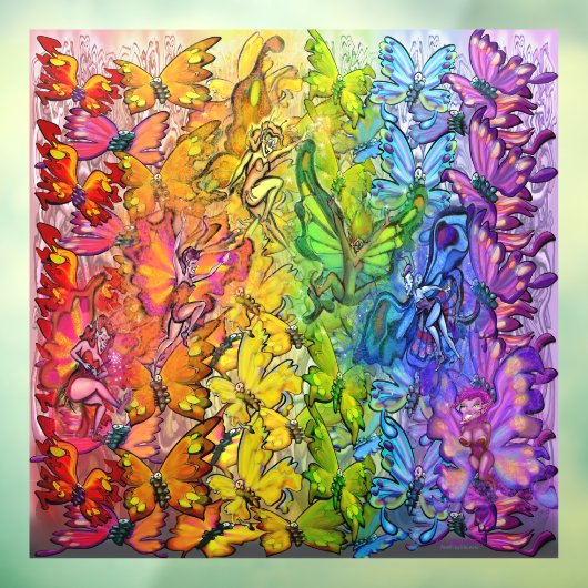 Rainbow Butterflies Pixies Window Cling ウィンドウサイン (シート3)