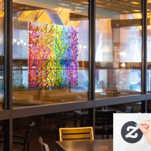 Rainbow Butterflies Pixies Window Cling ウィンドウサイン (レストラン窓)