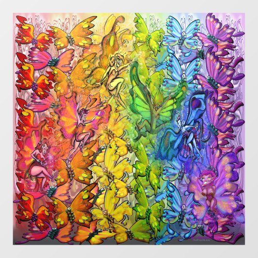 Rainbow Butterflies Pixies Window Cling ウィンドウサイン (シート)