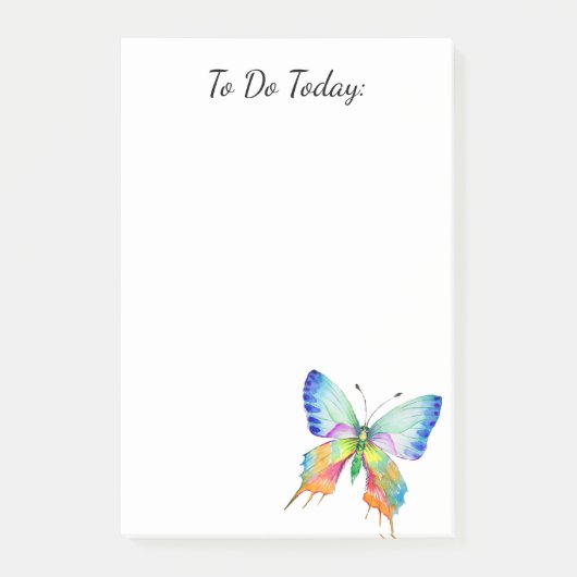 Rainbow Butterfly パーソナライズされた Post it Notes 4"x6" ポストイット (正面)