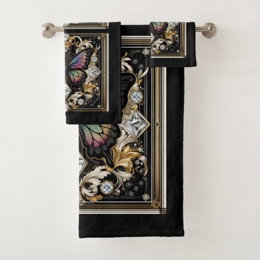 Rainbow Butterfly Art Deco Art Nouveau バスタオルセット (インサイチュ)