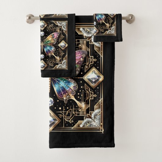 Rainbow Butterfly Art Deco Art Nouveau バスタオルセット (インサイチュ)