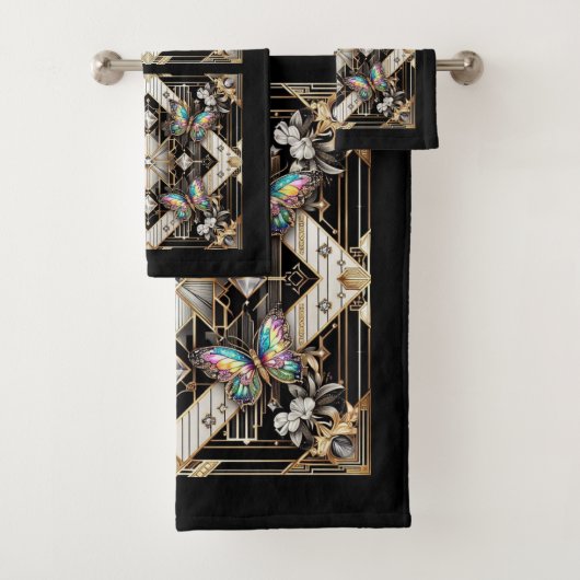 Rainbow Butterfly Art Deco Art Nouveau バスタオルセット (インサイチュ)
