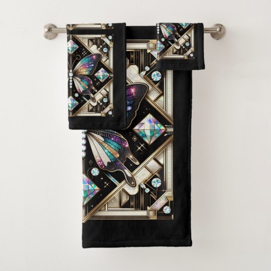 Rainbow Butterfly Art Deco Art Nouveau バスタオルセット (インサイチュ)