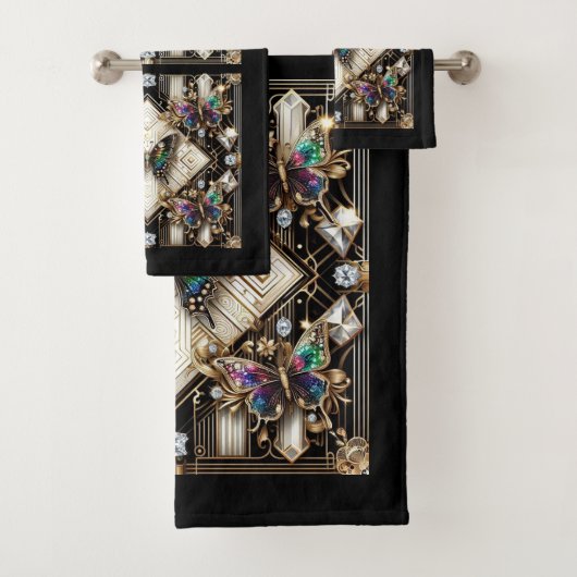 Rainbow Butterfly Art Deco Art Nouveau バスタオルセット (インサイチュ)