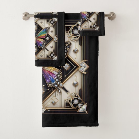 Rainbow Butterfly Art Deco Art Nouveau バスタオルセット (インサイチュ)