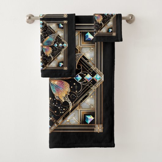 Rainbow Butterfly Art Deco Art Nouveau バスタオルセット (インサイチュ)