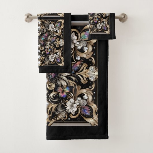 Rainbow Butterfly Art Deco Art Nouveau バスタオルセット (インサイチュ)